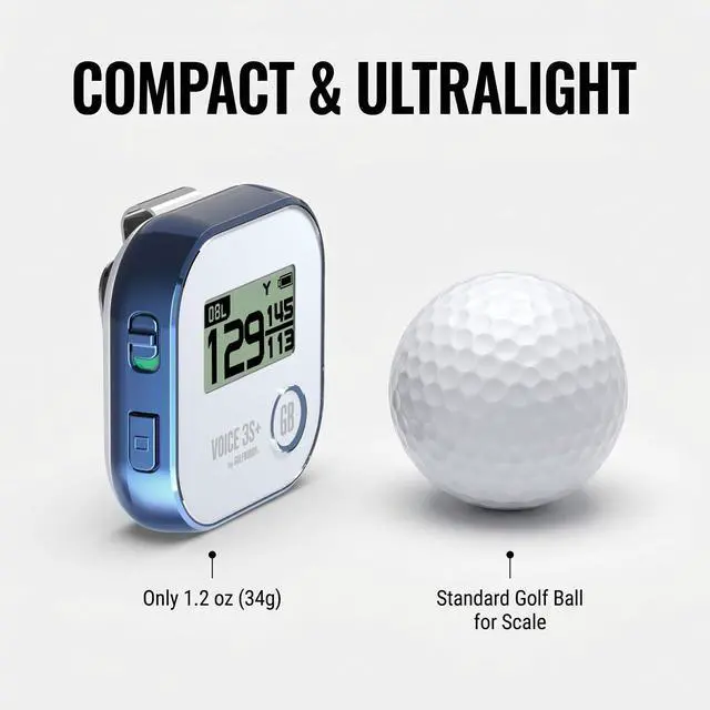 Alt view image 3 of 7 - GOLFBUDDY Voice 3S+ Talking Golf GPS Rangefinder | Clip-On Hat GPS with Slope On/Off | Audio Distance to Front/Center/Back | 40,000 Courses | 18-Hour Battery | No Subscription Fees (Blue)