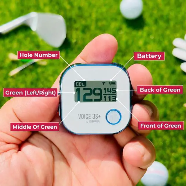 Alt view image 6 of 7 - GOLFBUDDY Voice 3S+ Talking Golf GPS Rangefinder | Clip-On Hat GPS with Slope On/Off | Audio Distance to Front/Center/Back | 40,000 Courses | 18-Hour Battery | No Subscription Fees (Blue)
