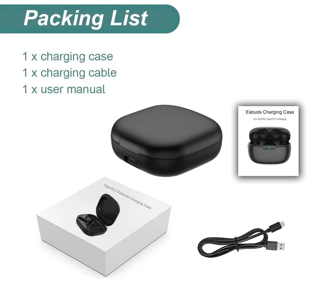 Alt view image 7 of 7 - Charging Case for Shokz OpenFit 2/OpenFit 2+ Earbuds (500mAh) Replacement Charger Case Cover for Shokz OpenFit 2/2+ T920 T921 Open Ear Headphones