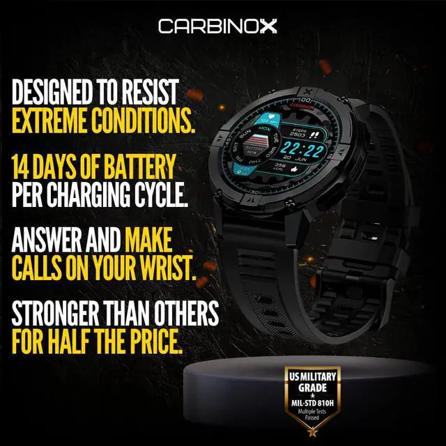 Alt view image 2 of 6 - X-Ranger Smart Watch (Answer/Make Calls), Rugged Fitness Tracker IP69K Waterproof, Compatible with Android and iOS, 14 Days of Battery Military Durable, AMOLED Screen