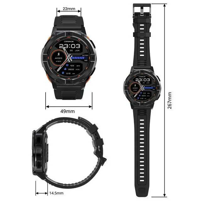 Alt view image 5 of 6 - X-Ranger Smart Watch (Answer/Make Calls), Rugged Fitness Tracker IP69K Waterproof, Compatible with Android and iOS, 14 Days of Battery Military Durable, AMOLED Screen
