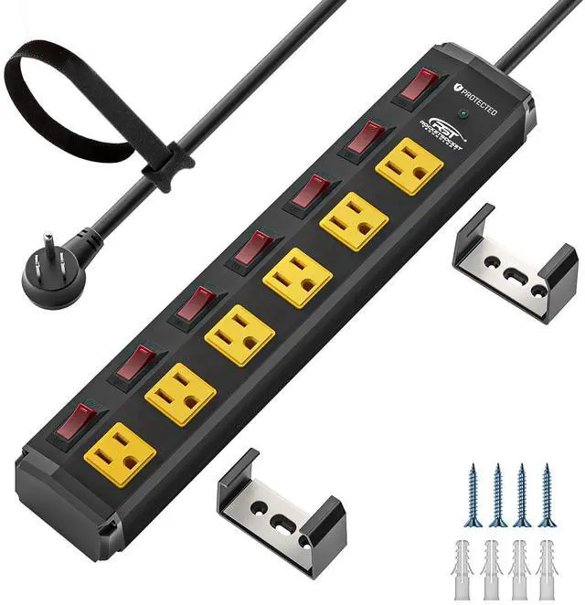 Main image of Metal Power Strip with 6 Individually Switched Outlets, 6FT | 1.77" Extra Wide Spacing for Bulky Plugs, 1200J Surge Protector,15A/1875W