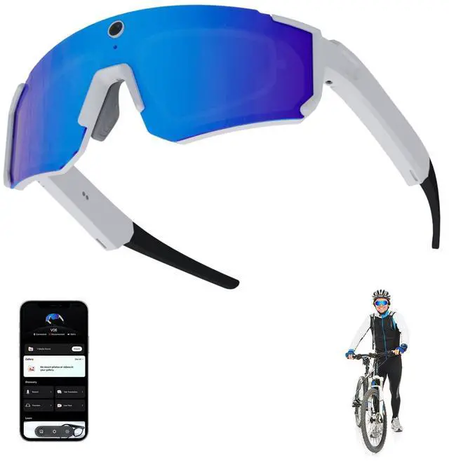 Main image of AI Smart Glasses with Camera, Bluetooth Sunglasses for Outdoor Sports | 8MP Camera, AI Image Enhancement, Built-In Storage, WiFi Transfer, Stabilization for Cycling, Travel & Daily Adventures
