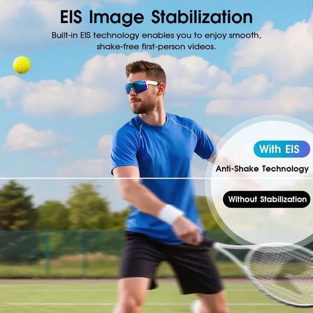 Alt view image 3 of 7 - AI Smart Glasses with Camera, Bluetooth Sunglasses for Outdoor Sports | 8MP Camera, AI Image Enhancement, Built-In Storage, WiFi Transfer, Stabilization for Cycling, Travel & Daily Adventures