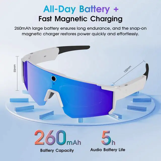 Alt view image 7 of 7 - AI Smart Glasses with Camera, Bluetooth Sunglasses for Outdoor Sports | 8MP Camera, AI Image Enhancement, Built-In Storage, WiFi Transfer, Stabilization for Cycling, Travel & Daily Adventures