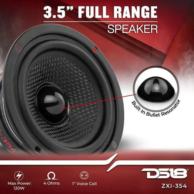 Alt view image 2 of 7 - ZXI-354 3.5" Full Range Car Audio Speaker with Kevlar Cone 120 Watts 4 Ohm (2 Speakers), Black