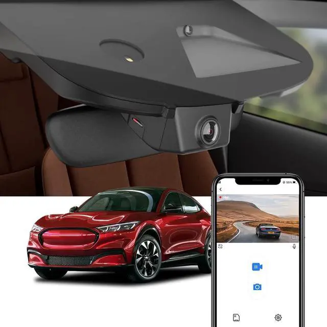 Main image of 4K Dash Cam Suitable for Ford Mustang Mach-E 2021-2025 GT Select Premium, OEM Factory Look, 2160P UHD Video, Built-in WiFi & APP, Loop Recording, G-Sensor, Plug & Play, 64GB Card
