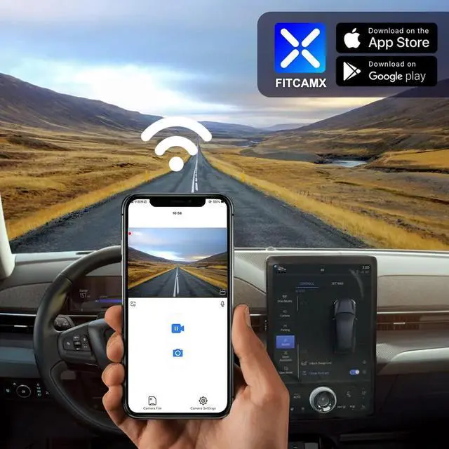 Alt view image 5 of 7 - 4K Dash Cam Suitable for Ford Mustang Mach-E 2021-2025 GT Select Premium, OEM Factory Look, 2160P UHD Video, Built-in WiFi & APP, Loop Recording, G-Sensor, Plug & Play, 64GB Card