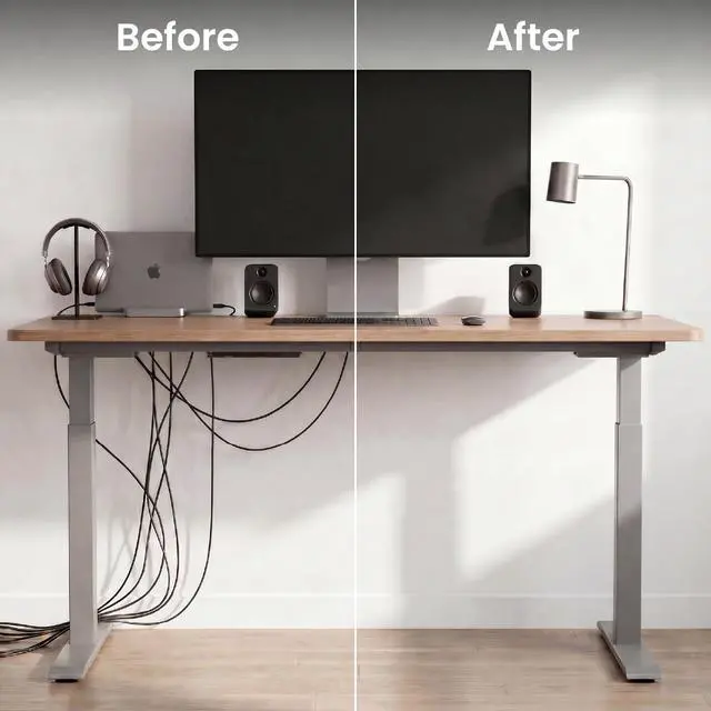 Alt view image 2 of 7 - Cable Management Under Desk Kit (6 Units) - Under Desk Cable Management Cord Hider, Cable Hider Cord Management, Cable Organizer, Cable Raceway | Self-Adhesive 96'' J Channel 6X16 - Black