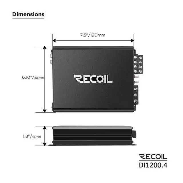 Alt view image 7 of 7 - DI1200-4 Full-Range Class-D 4-Channel Car Audio Amplifier 2400 Watt | 2-4 Ohm Stable MOSFET Power Supply Bridgeable