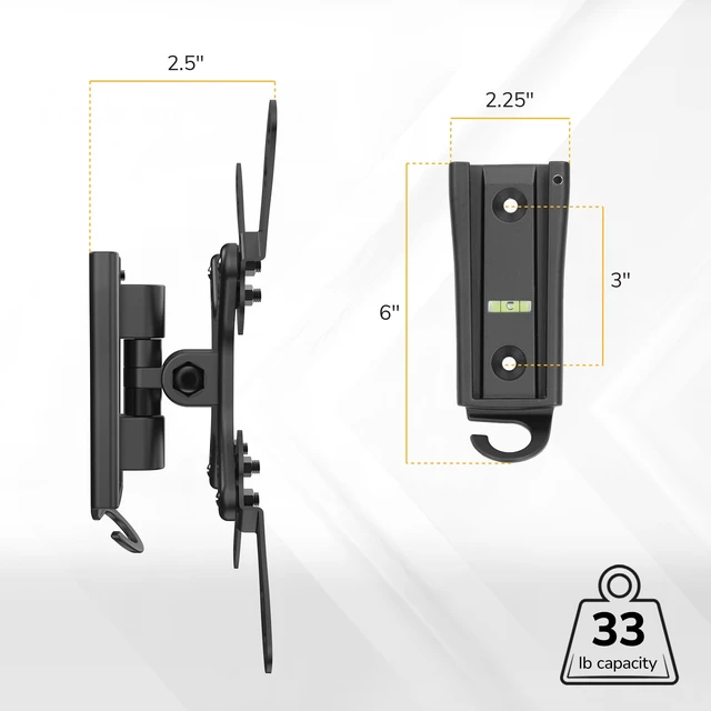 Alt view image 6 of 7 - RV TV Wall Mount - Dual Wall Plates - Move TV Between Indoor and Outdoor - Quick-Release Full Motion - Marine-Grade Rustproof Aluminum - 1943" TVs - VESA 75x75200x200-33 lbs - ±30° Tilt