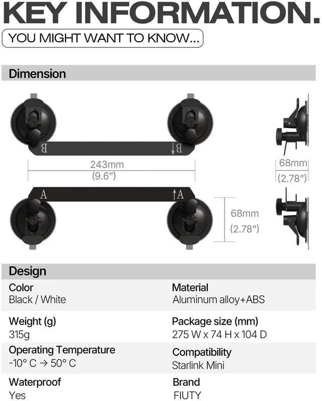 Alt view image 7 of 7 - for Starlink Mini Suction Cup Mount, Strong Suction Cup Mount for Starlink Mini Mounting on Car, Windows, Sunroofs,RVs, Boats, and Road Trips