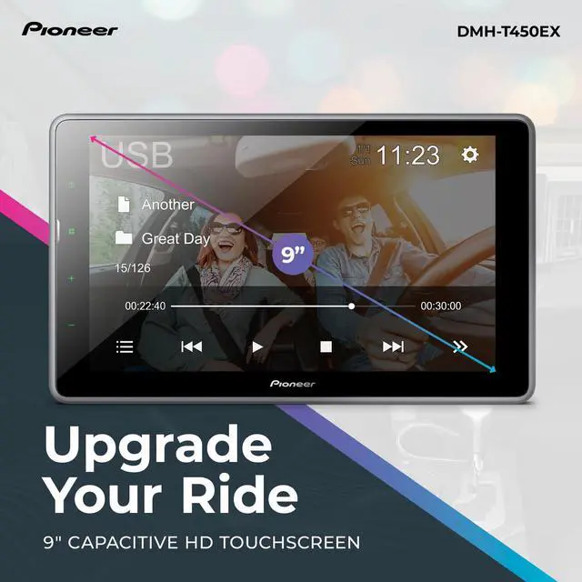 Alt view image 2 of 6 - DMH-T450EX 9" Capacitive Touchscreen Floating Display Car Stereo | Digital Multimedia Receiver, Alexa, Bluetooth, Backup Camera, FLAC, Short Chassis, USB, AM/FM Radio, 13-Band EQ, RCA Preouts