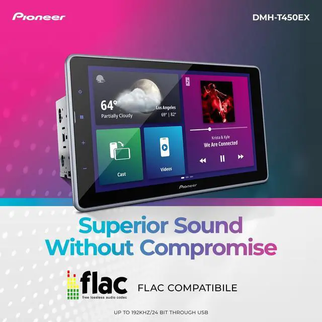 Alt view image 4 of 6 - DMH-T450EX 9" Capacitive Touchscreen Floating Display Car Stereo | Digital Multimedia Receiver, Alexa, Bluetooth, Backup Camera, FLAC, Short Chassis, USB, AM/FM Radio, 13-Band EQ, RCA Preouts