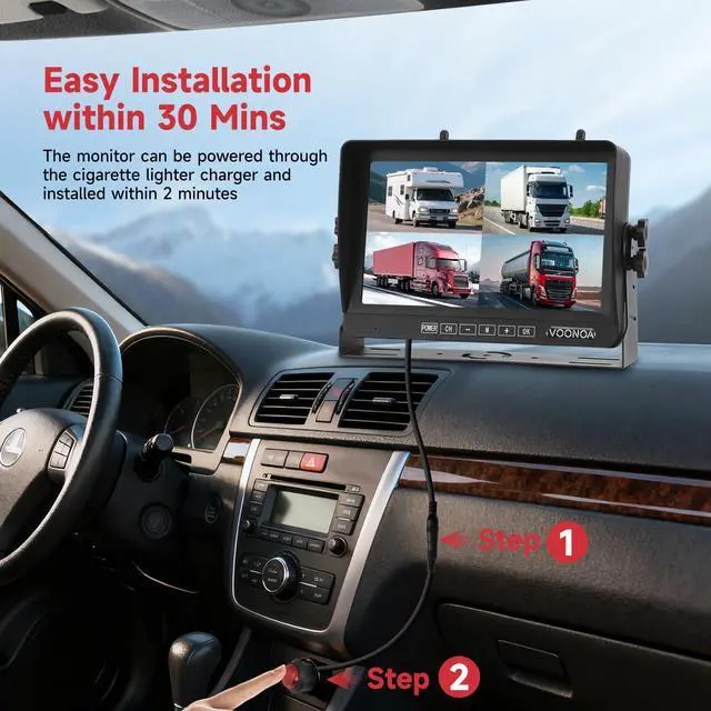 Alt view image 2 of 7 - Wireless RV Backup Camera System, Backup Camera for Truck | 9" 1080P DVR 4 Channels Monitor with 4 IP69 Waterproof IR Night Vision Side Rear View Back Up Cameras for Trailer Camper