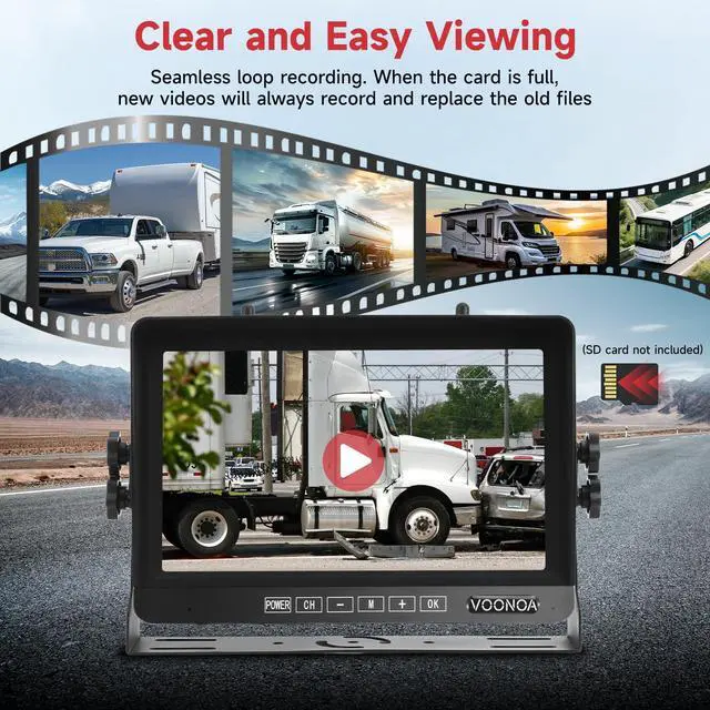 Alt view image 7 of 7 - Wireless RV Backup Camera System, Backup Camera for Truck | 9" 1080P DVR 4 Channels Monitor with 4 IP69 Waterproof IR Night Vision Side Rear View Back Up Cameras for Trailer Camper
