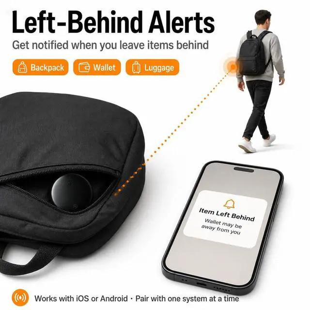 Alt view image 4 of 7 - GPS Tracker for Vehicles No Subscription, iOS & Android Dual System | Precise Location Car Tracker Tag, IP66 Waterproof Bluetooth Tracker Device for Key, Luggage, Wallet, Kid and Pet (2-Pack)