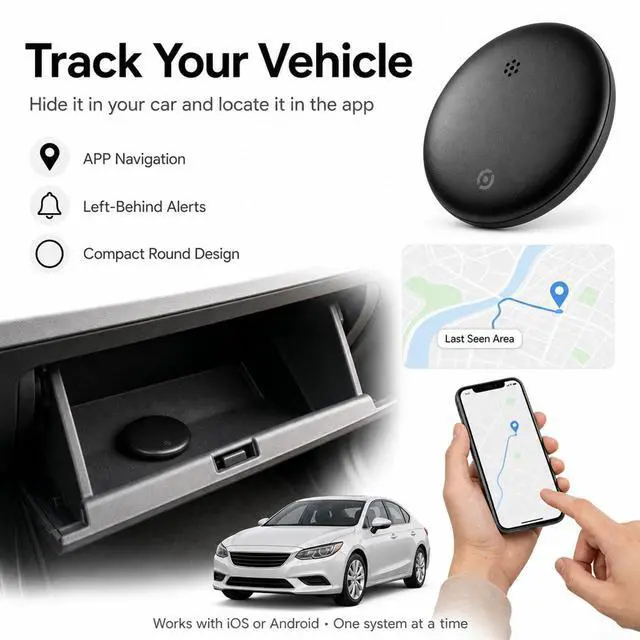 Alt view image 6 of 7 - GPS Tracker for Vehicles No Subscription, iOS & Android Dual System | Precise Location Car Tracker Tag, IP66 Waterproof Bluetooth Tracker Device for Key, Luggage, Wallet, Kid and Pet (2-Pack)