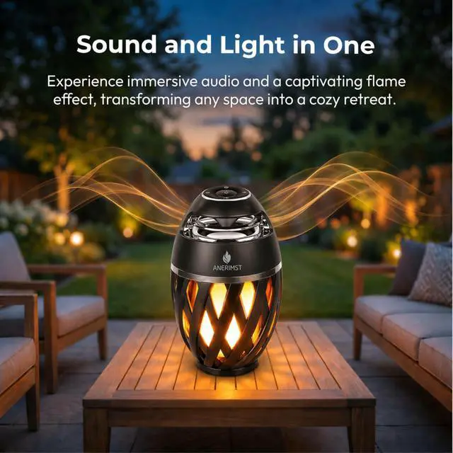 Alt view image 2 of 7 - Unique Gifts for Men, Outdoor Bluetooth Speaker Waterproof Wireless with Torch LED Light, Birthday Gift for Boyfriend Him Dad, Cool for Garden, Patio, Outside (Black)
