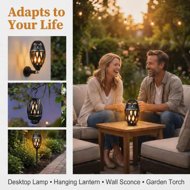 Alt view image 7 of 7 - Unique Gifts for Men, Outdoor Bluetooth Speaker Waterproof Wireless with Torch LED Light, Birthday Gift for Boyfriend Him Dad, Cool for Garden, Patio, Outside (Black)