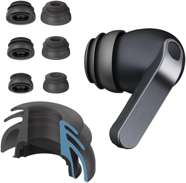 Main image of Premium Multi-Flange Eartips for Galaxy Buds4 Pro Always Fits, Never Slips (Black)
