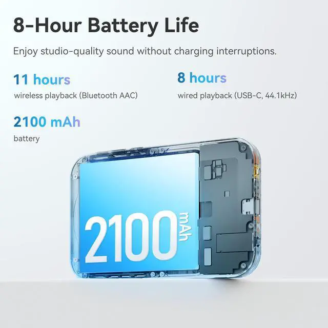 Alt view image 6 of 7 - Tea Pro Portable Headphone Amplifier with 0.95" Display, Ultra-Slim BT 5.4 USB Magnetic DAC AMP Design with ES9039Q2M, 3.5 & 4.4mm Outputs,768kHz/32bit, 2100mAh Battery for Hi-Fi Audio