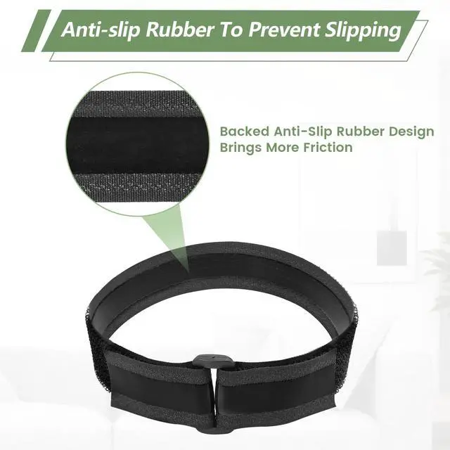 Alt view image 2 of 7 - Heavy Duty Hook and Loop Cinch Straps with Non-Slip Rubber Backing | 1 in x 16 ft, 25 Buckles | Cut-to-Length Adjustable Straps for Fastening & Organizing | Black