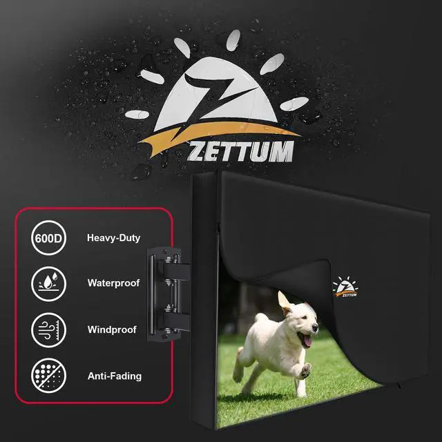 Alt view image 3 of 7 - Outdoor TV Cover 70 to 75 Inch - 600D Waterproof Weatherproof TV Protector with Zipper for 70-75 Inch Flat Screen TVs, Heavy Duty Enclosure for Outside Use