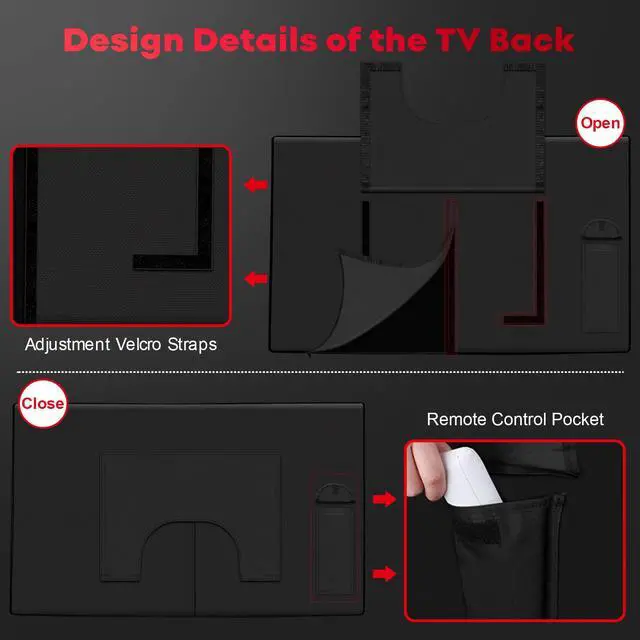 Alt view image 7 of 7 - Outdoor TV Cover 70 to 75 Inch - 600D Waterproof Weatherproof TV Protector with Zipper for 70-75 Inch Flat Screen TVs, Heavy Duty Enclosure for Outside Use