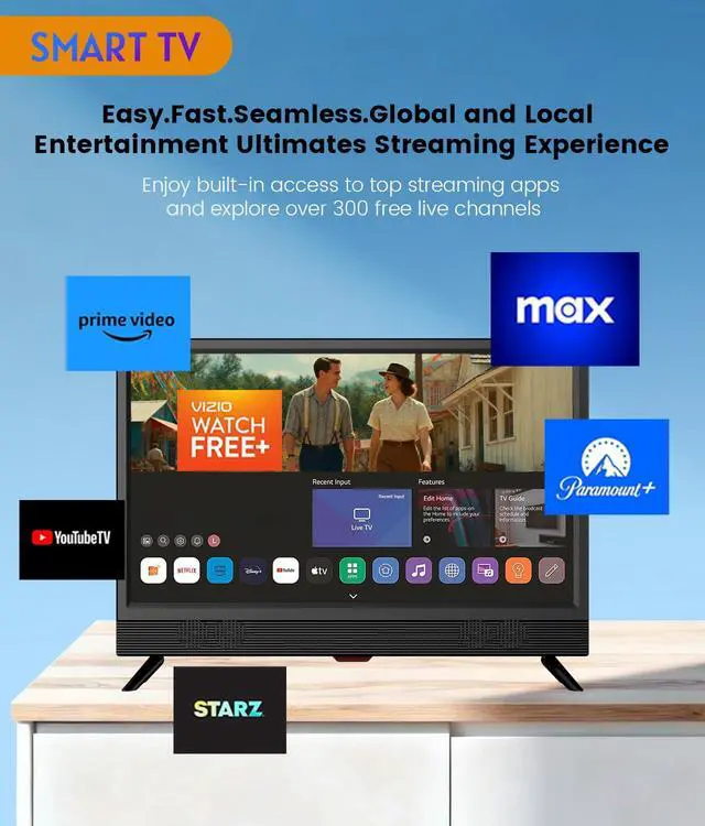 Alt view image 3 of 7 - 22-inch Small Smart TV Full HD 1080p | Kitchen Smart TV, Flat Screen Television with Loud Dual Stereo Speakers, 178° Viewing & Wi/Fi (22, Inches)