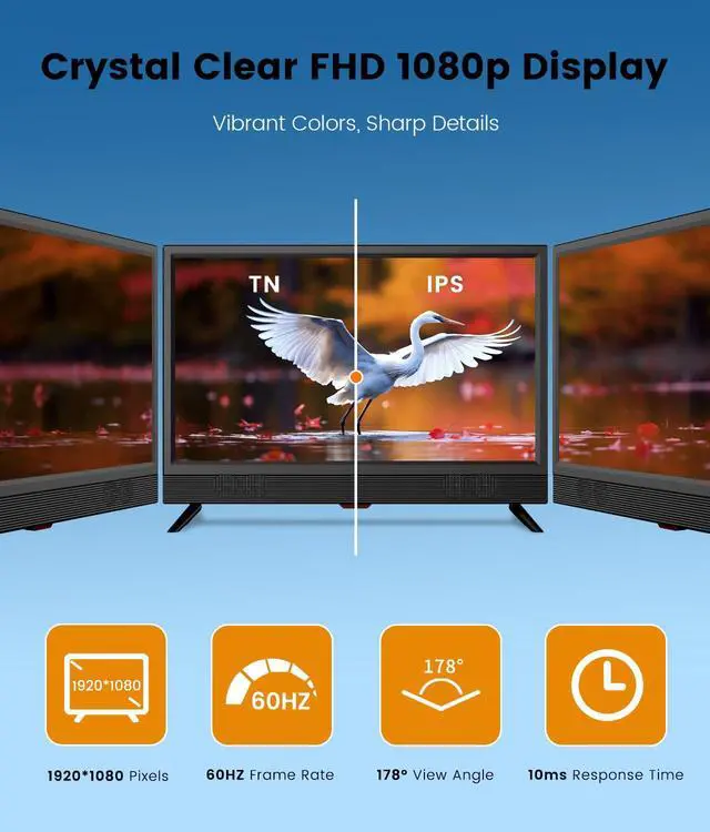 Alt view image 6 of 7 - 22-inch Small Smart TV Full HD 1080p | Kitchen Smart TV, Flat Screen Television with Loud Dual Stereo Speakers, 178° Viewing & Wi/Fi (22, Inches)