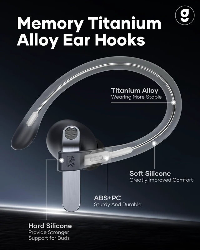 Alt view image 2 of 6 - Memory Titanium Alloy Ear Hooks for Galaxy Buds 4 Pro/Buds 4, Black Anti-Slip Sport Grip Accessories Compatible with Buds 4 Series, Anti-Lost Lanyard for Comfortable Secure Fit During Sports