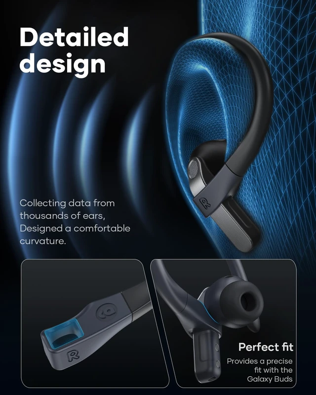 Alt view image 6 of 6 - Memory Titanium Alloy Ear Hooks for Galaxy Buds 4 Pro/Buds 4, Black Anti-Slip Sport Grip Accessories Compatible with Buds 4 Series, Anti-Lost Lanyard for Comfortable Secure Fit During Sports