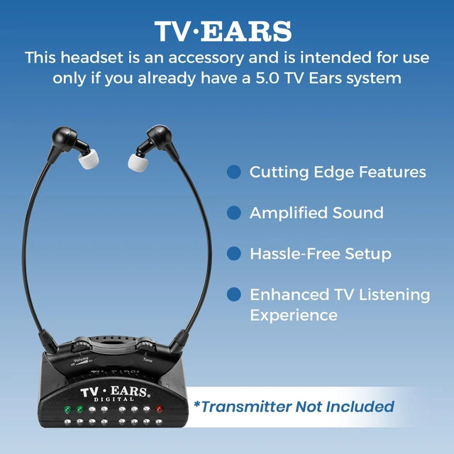 Alt view image 2 of 7 - Wireless Headset Only - Does not Include Charging Base Compatible with 5.0 Analog and Digital Ears Headset Systems, Ideal for Seniors & with Hearing Difficulties