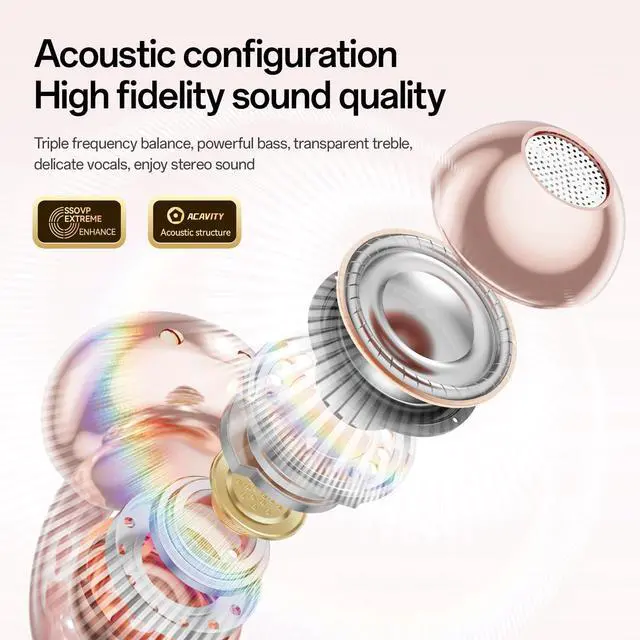Alt view image 6 of 7 - 2026 New Jewelry-Inspired Clip-On Earbuds with Detachable Sparkle Butterfly Earrings, Bluetooth 6.0, Cute Wireless Headphones for Women, 50H Playtime, Low Latency, Sports & Workouts (Rose Gold)