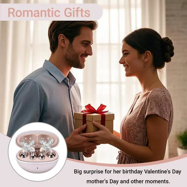 Alt view image 7 of 7 - 2026 New Jewelry-Inspired Clip-On Earbuds with Detachable Sparkle Butterfly Earrings, Bluetooth 6.0, Cute Wireless Headphones for Women, 50H Playtime, Low Latency, Sports & Workouts (Rose Gold)