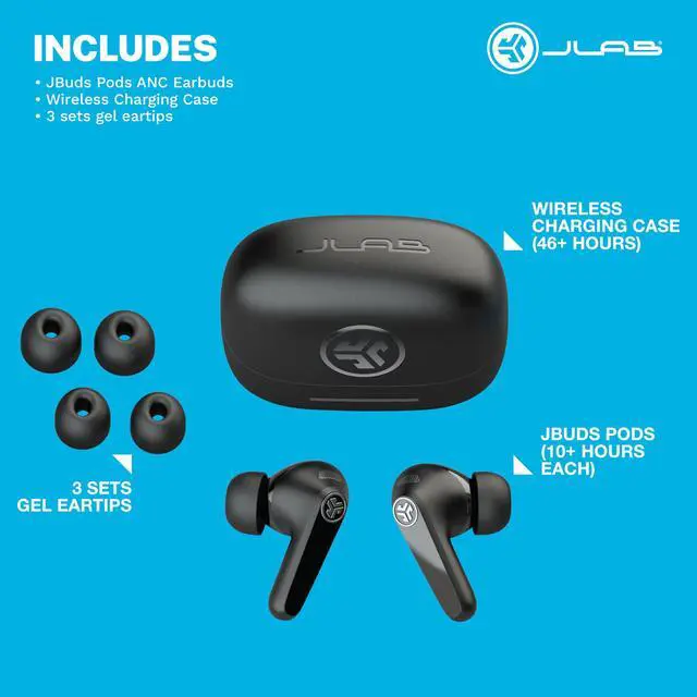 Alt view image 5 of 5 - JBuds Pods ANC, True Wireless Earbuds, Active Noise Cancelling, Bluetooth Multipoint, Black