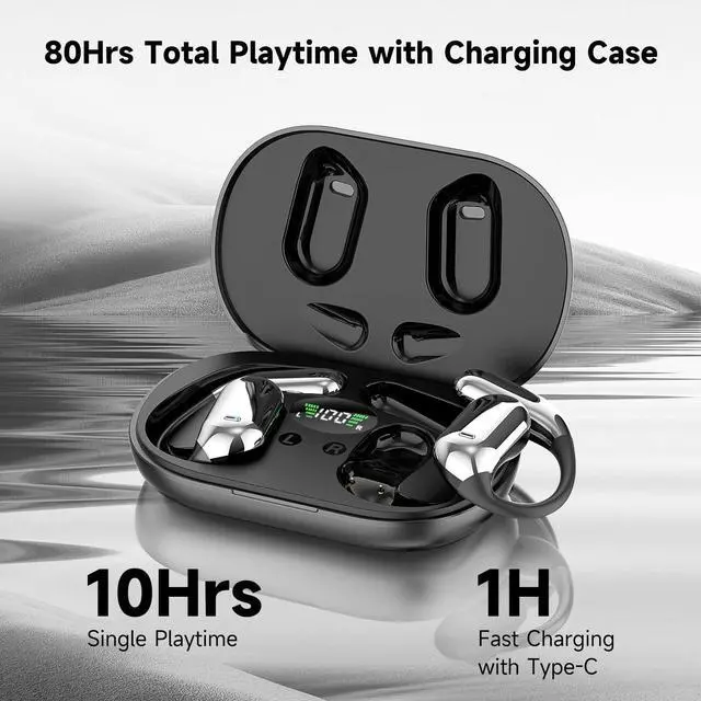 Alt view image 2 of 7 - Open Ear Earbuds Wireless Bluetooth 6.1, Bluetooth Earbuds with Earhooks, HiFi Stereo Open Ear Headphones with ENC Mic, IP7 Waterproof Wireless Headphones for Running, Sports, Workout and Business