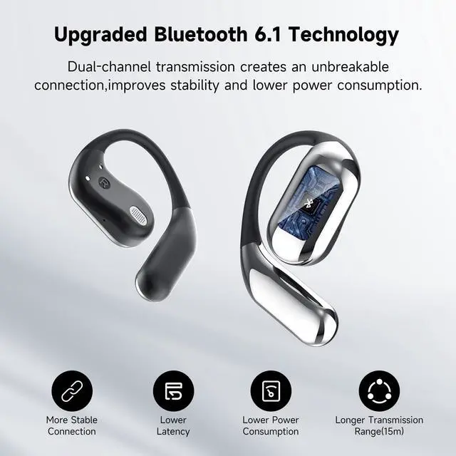 Alt view image 5 of 7 - Open Ear Earbuds Wireless Bluetooth 6.1, Bluetooth Earbuds with Earhooks, HiFi Stereo Open Ear Headphones with ENC Mic, IP7 Waterproof Wireless Headphones for Running, Sports, Workout and Business