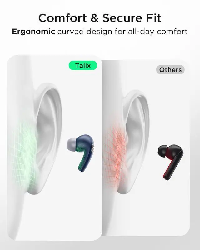 Alt view image 5 of 7 - T30 Noise Cancelling Earbuds with Phone Stand, Punchy Bass, 4-Mic, True Wireless Bluetooth 6.0 in Ear Headphones, 28H Playtime, IPX4 (Blue)