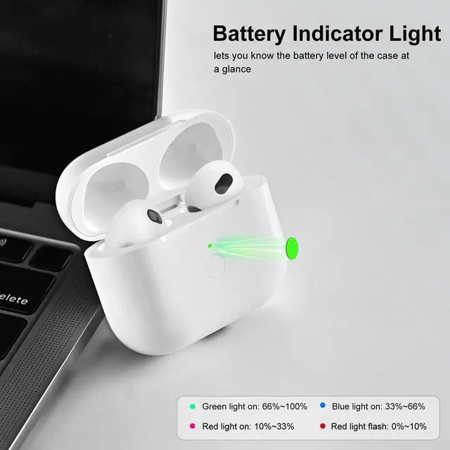 Alt view image 5 of 7 - Wireless Charging Case Replacement Compatible with AirPod 4th Generation, Air Pod 4 Charger Case to USB-C Without EarbudsWhite