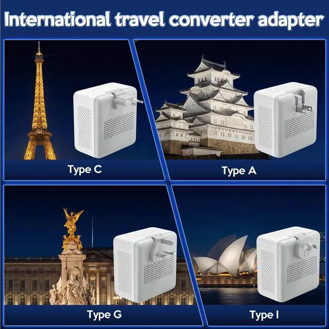 Alt view image 4 of 7 - 2000W 220V to 110V Voltage Converter Us to Europe for Hair Dryers, Travel Converter with PD 35W USB Ports, Converter for European Travel, International Travel Adapter with Type C G I A (Gray)