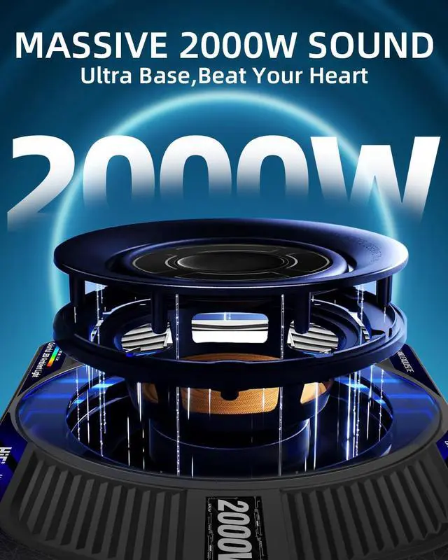 Alt view image 2 of 7 - 2000W 10 Inch Underseat Car Subwoofer and Amp Package, Slim Powered Under Seat Sub with Built-in Class D Amp, RGB Beat-Synced Light, Low Pass Filter, Bass Boost for Truck SUV