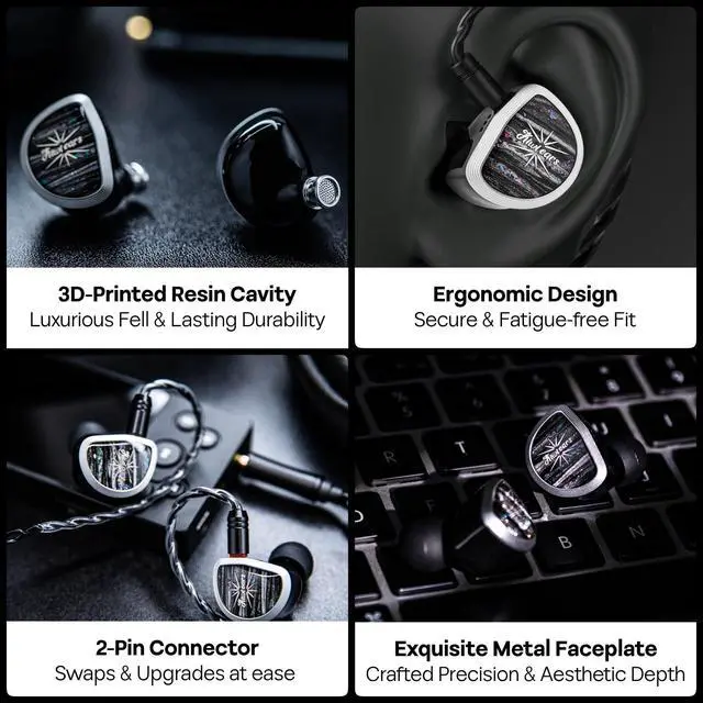 Alt view image 6 of 7 - Kiwi Ears Aether in Ear Monitor, 15.3mm Large Planar Driver IEM Earphone, HiFi Wired Earbuds, Gaming Earbuds with 2Pin Detachable Cable for Professional Musician Audiophile Gamer