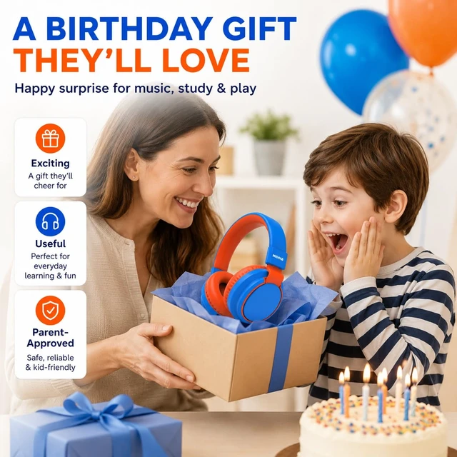 Alt view image 6 of 7 - Kids Bluetooth Headphones Wireless Over-Ear,68Hrs,Volume Limit 85/94dB Blue Built-in Mic,Adjustable Headband Foldable Lightweight for Toddler School Girls Boys,Stereo Sound,Wired by Aux 3.5mm Black