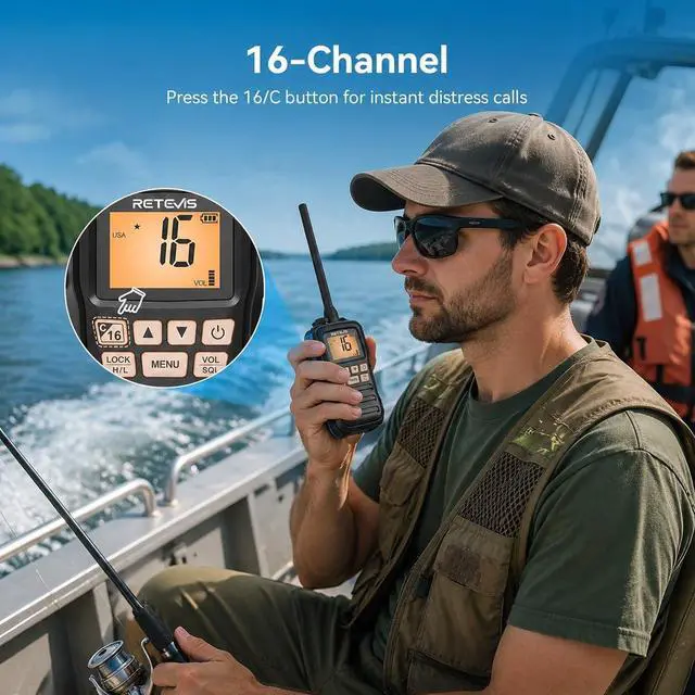 Alt view image 6 of 7 - RM01P 3.5W Marine Radio VHF IP67 Floating, USB-C for Fishing(1Pack) | Lake Leisure Travel, Water Sports, 15-Hour Battery, Portable, NOAA Weather Alert, Global Channel, Vibration Drainage, 3-Watch