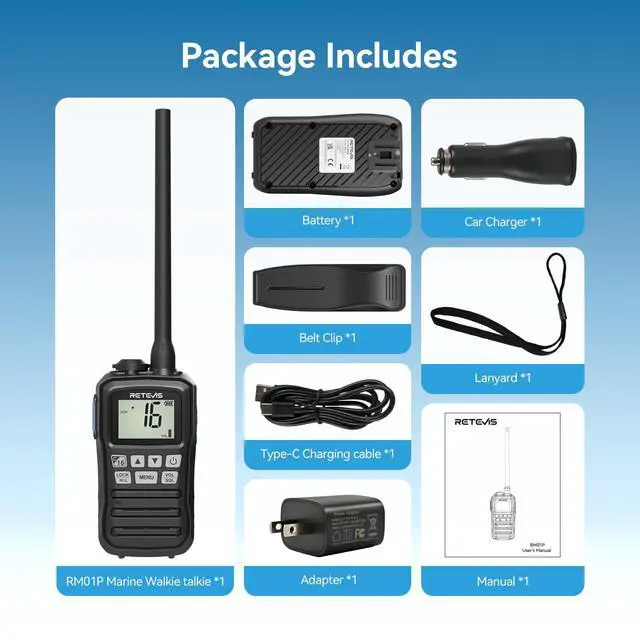 Alt view image 7 of 7 - RM01P 3.5W Marine Radio VHF IP67 Floating, USB-C for Fishing(1Pack) | Lake Leisure Travel, Water Sports, 15-Hour Battery, Portable, NOAA Weather Alert, Global Channel, Vibration Drainage, 3-Watch