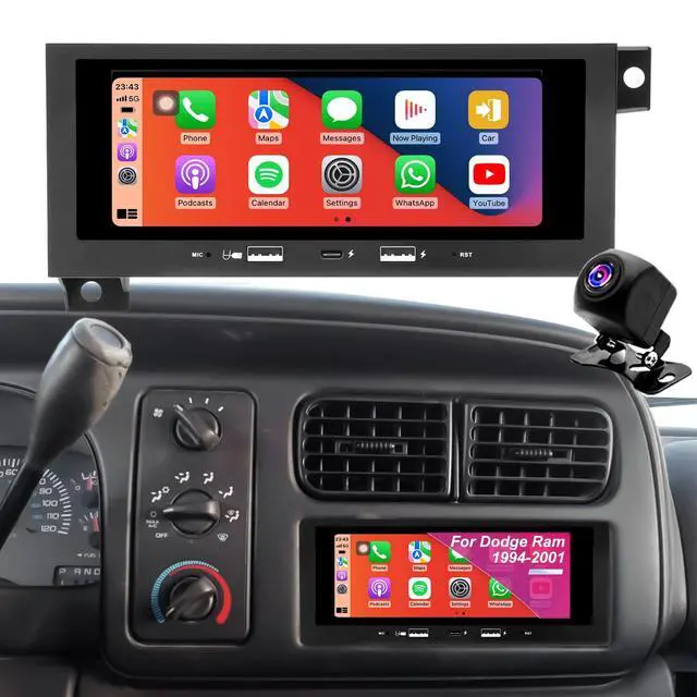 Main image of Car Radio for Dodge Ram 1500 2500 3500 1994-2001, Jeep Grand Cherokee 1996-1998, Wrangler 1997-2002, Chrysler Town & Country 1990-2000,6.86'' Touchscreen Stereo CarPlay Android Auto GPS Bluetooth WiFi