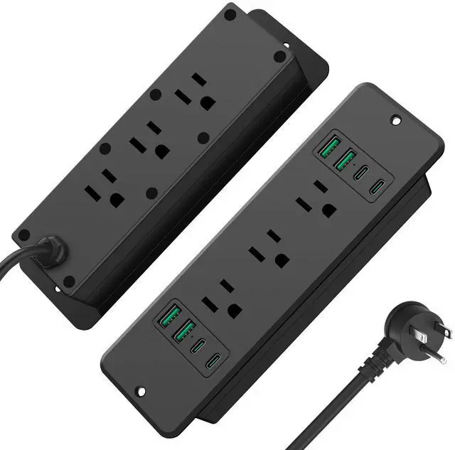 Main image of 6 Outlets Recessed Power Strip, 45W USB C Ports, Black, 6FT, 1 | For Offer, Furniture, Desk Organizer Gaming Accessorie Flush Mount, Home Essentials, Plug Extender, Flat Extension Cord