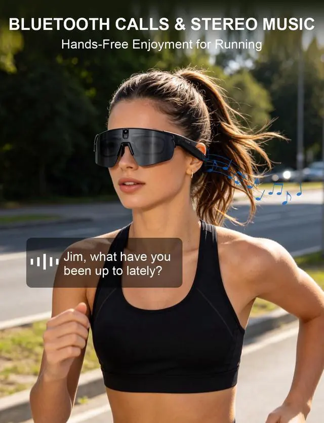 Alt view image 6 of 7 - 4K Camera Glasses, AI Smart Sports Recording Sunglasses, HD Video & Photo, Electronic Image Stabilization, Live Translation, AI Voice Assistant, IP66 Waterproof for Cycling Hiking
